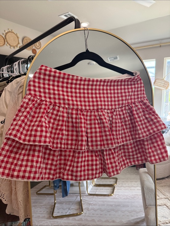 Pretty Garbage Dresses & Skirts - Red Gingham Ruffled Mini Skort